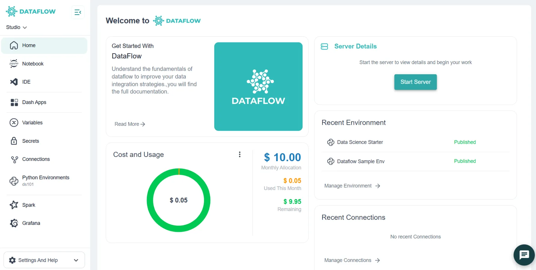 Dataflow Platform Dashboard