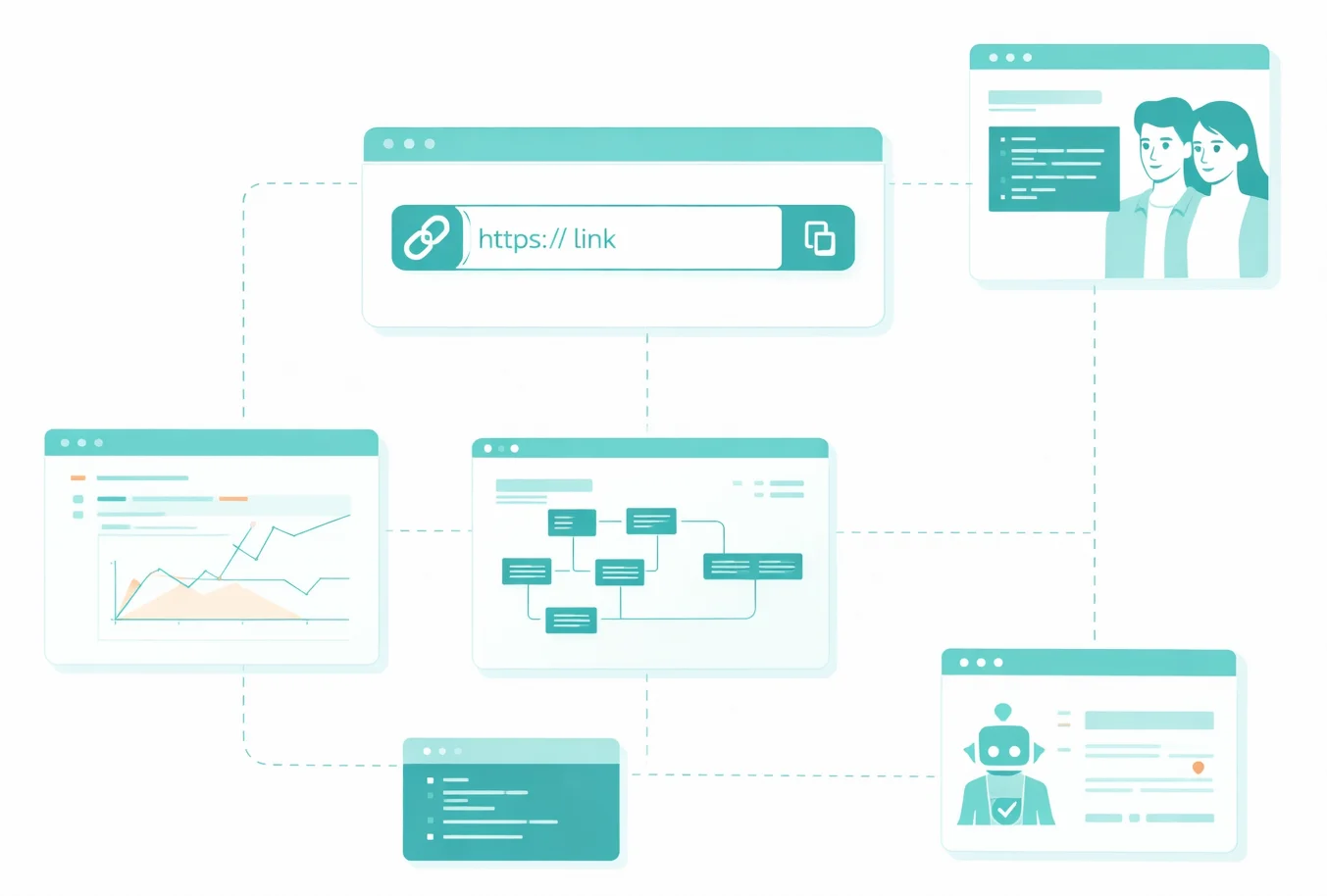 Share Your Work Instantly illustration